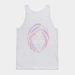 Portrait Girl Fashion Silhouette Shape Text Word Cloud Tank Top